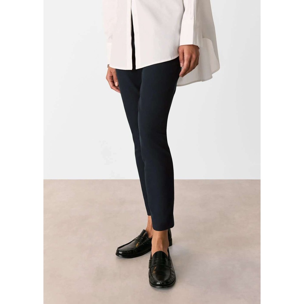 Whistles Pants Women 14 Navy Blue Side Zip Super Stretch Trousers NWT Preppy